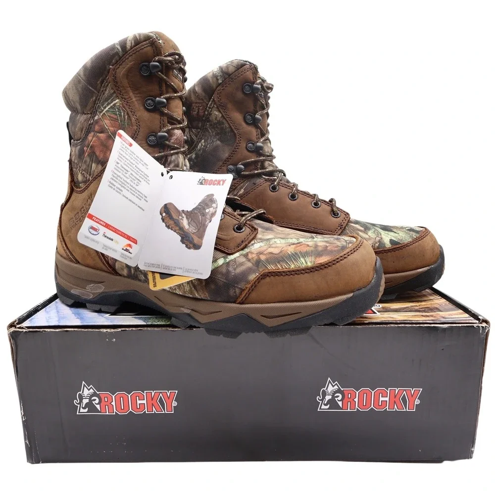 Rocky Retraction Hunting Boots Mens 11M Brown Camo Leather Waterproof New